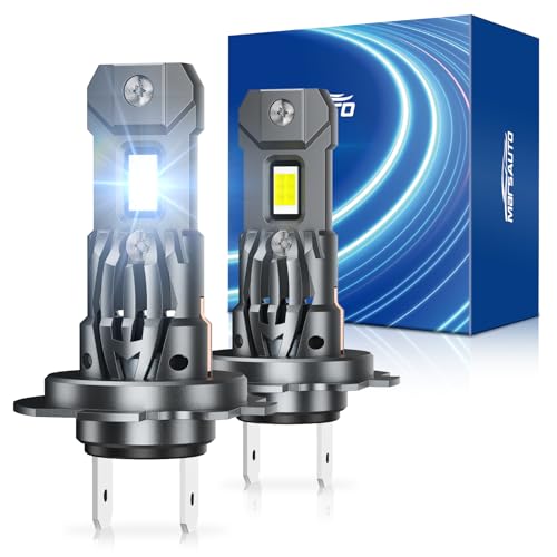 Marsauto H7 Lâmpada LED, 32000LM LED H7 1:1 tamanho de halogénio plug and play, 700% brilho lâmpadas LED H7 6500K branco com ventilador de 1000 RPM