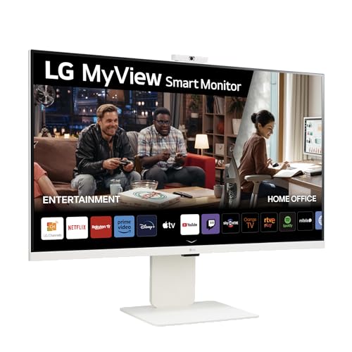 LG 32SR85U-W MyView Smart Monitor, 32 polegadas, 3840 x 2160 (Ultra HD 4K), painel IPS, webOS 23, ThinQ App, Web CAM, branco