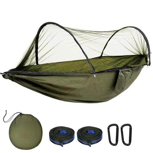 GLOSKIN Rede de acampamento, rede de viagem ultraleve de 270 × 140 cm, rede de suspensão, resistente e duradoura com saco de armazenamento, adequado para jardim, campismo, varanda, pátio, praia