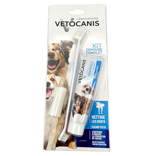 Vetocanis Kit de cuidados dentários Bio00068 para cães com escova de dentes, pasta de dentes e escova de massagem, bolachas aromáticas