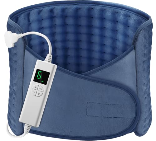 Manta elétrica OneAmg 126 x 30 cm esteira elétrica com 6 níveis de temperatura e desligamento automático lavável aquecimento rápido almofada elétrica lombar costas pescoço cervical azul