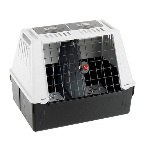 Ferplast Transportin cão, carro Atlas Car, 80, porta de correr dupla com fechadura de segurança, tapete de drenagem incluído, 82 x W, 51 x H 61 cm, MAX 20 kg