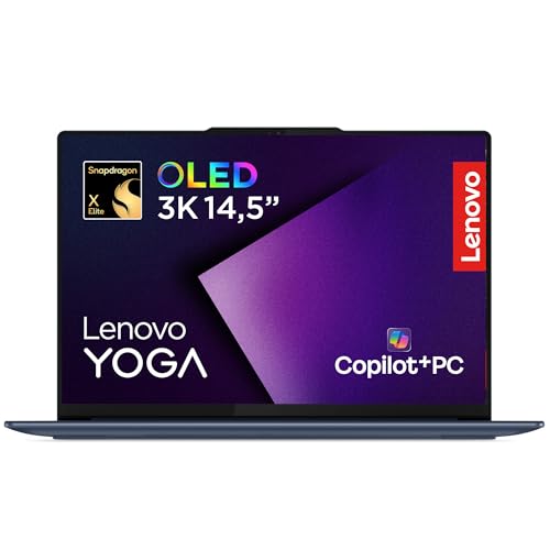 Lenovo Yoga Slim 7X – Computador portátil Copilot PC, 14,5" 3K OLED tátil (Qualcomm SD X1E78100, 32 GB RAM, 1TB SSD, Windows 11 Home, Wi-Fi 7) azul, QWERTY espanhol - inclui Regular atão sem fios Capa