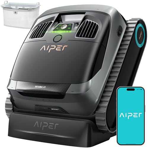 AIPER Scuba X1 Robot Limpeza de fundos de piscina com aplicativo, aspirador de fundo para piscinas, limpeza sem esforço 25200 LPH, saída dupla, filtro ultrafino 3 μm, limpeza horizontal linhas água