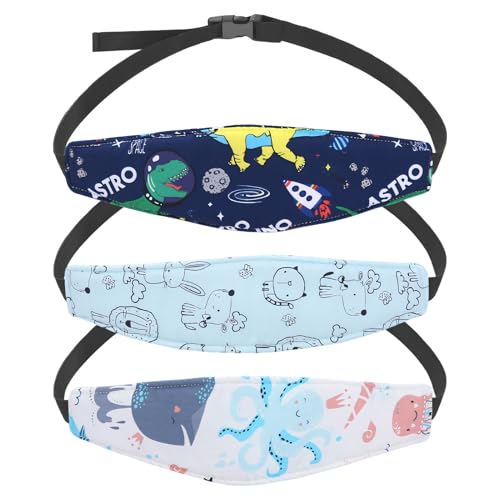 3 unidades suporte de segurança da cabeça para bebé no carro, fita ajustável para segurança e conforto em viagens de carro, suporte cabeça de carro criança para viajar e dormir no carro, fita cabeça