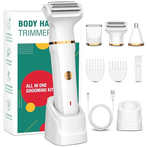 Máquina de barbear para mulher, 3 em 1 máquina de barbear mulher para biquíni Axilas braços Nariz, aparador de mulher zona antima, máquina de barbear com base de carregamento tipo-C, impermeável IPX7