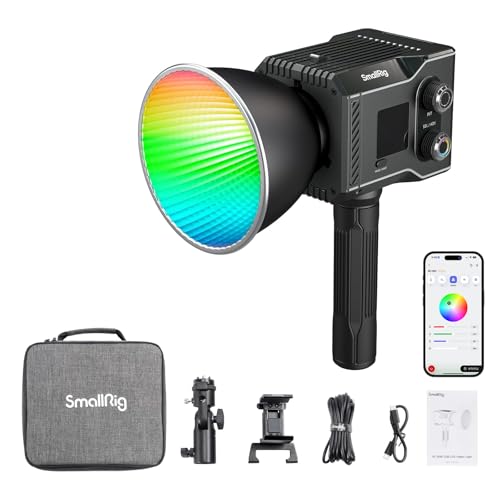 SMALLRIG RC 60C RGB LED Luz de vídeo temperatura de cor 2500 K-1000 K, suporta carregamento rápido PD, controlo manual e de aplicação, com 12 efeitos de luz, com edição Powerbank Clamp - 4810