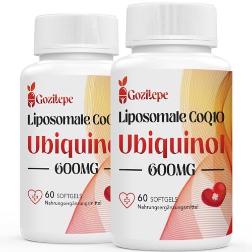 Lipossomais Coenzima Q10 Ubiquinol 600 mg hochdosiert, 60 mini cápsulas macias, 2 por porção, 300 mg reines Q10 (Ubiquinol) pro softgel (60 unidades (embalagem de 2)))