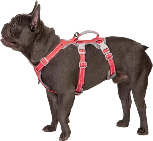 Huntboo Arnês para cães à prova de fugas, arnês antipuxões cão, arnês seguro para cães sem fugas, refletor, colete acolchoado ajustável, para cães pequenos que passeam e correm