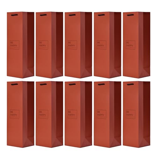 10 sacos para garrafas, sacos de presente para vinho, prosecco e champanhe 36 x 12 x 10 cm - Be Happy vermelho