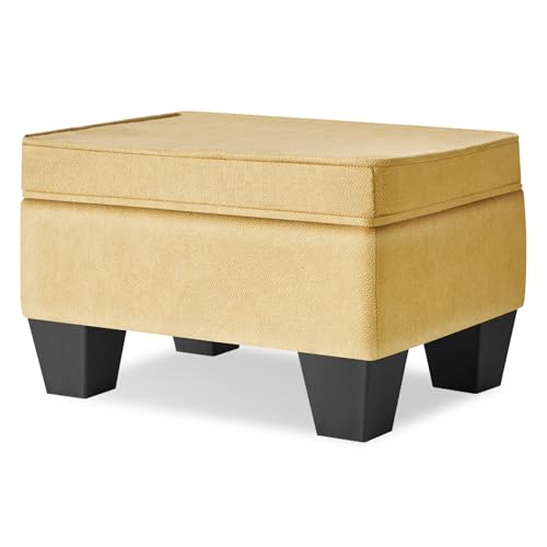 IBUYKE 10" Pequeno apoio para os pés otomana, retângulo de linho apoio para os pés banco com assento acolchoado e pernas de plástico, puff otomana apoio para os pés para sala de estar quarto poltrona,