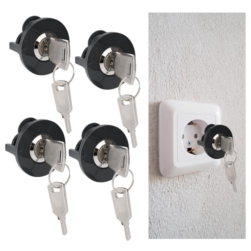 JIZZU Protetor de tomada, 4 peças protetor tomadas para bebés, tomada exterior com fecho, protege crianças e animais de estimação contra descargas elétricas
