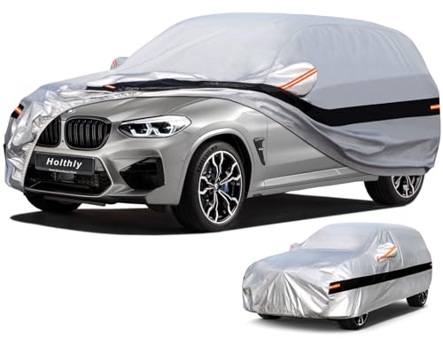 Capa de carro, Holthly de 10 camadas, respirável, a capa para carro exterior oferece proteção contra o vento, a água e os raios UV. Adequado para Audi Q5, BMW X3 e outros modelos de veículos.