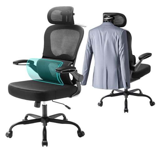 Aevoriax Cadeira de escritório ergonómica N56, suporte lombar dinâmico, almofada de assento grossa e macia, adequada para escritório em casa, encosto de cabeça multi-ajustável para cadeira de