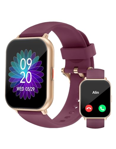 RUIMEN Smartwatch com chamadas, relógio inteligente recebe chamadas e assistente de voz, Smartwatch mulher homem com podómetro de oxigénio sangue impermeável IP68 100 desportos modos pulseira de