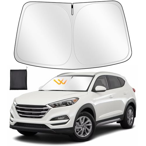 ZATOOTO Para-sol para Hyundai Tucson 2021-2024, para-sol carro dianteiro dobrável, grosso e refletor de poliéster bloqueia os raios UV e mantém o carro mais fresco