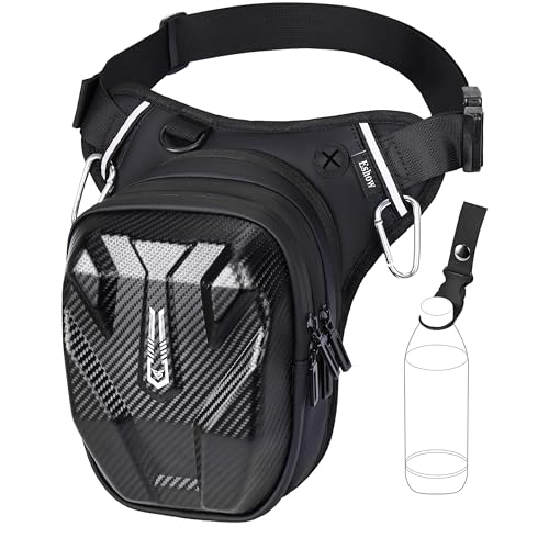Eshow Bolsa de perna de motocicleta expansível, perna impermeável com alça ajustável e tira refletora para homem e mulher, bolsa de cintura anti-roubo para ciclismo caminhadas campismo trabalho