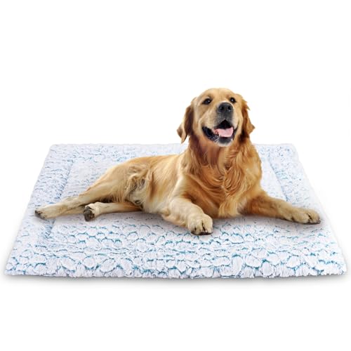 Aspand Tapete para cães - macio e confortável tapete de cama ortopédica, 94 x 61 cm, proteção para o seu animal de estimação, fácil de limpar, azul