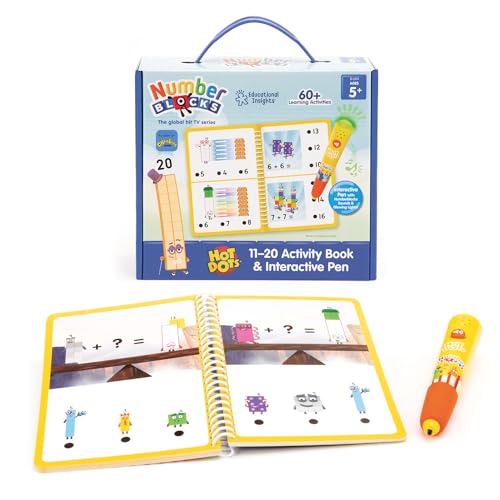 Learning Resources - Livro de atividades de 11 a 10 e caneta interativa Hot Dots, inclui mais de 60 exercícios, presentes de Numberblocks, 5 anos, verde, vermelho, tamanho único (EI-2551)