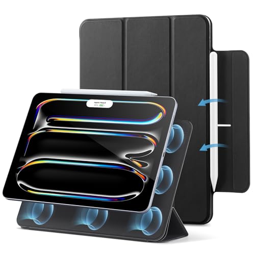 ESR Capa para iPad Pro de 11 polegadas M4 (2024, 5a geração), capa com bloqueio magnético, capa fina triptica, compatível Pencil Pro/Pencil USB-C, automático ligado/desligado, série Rebound, preto