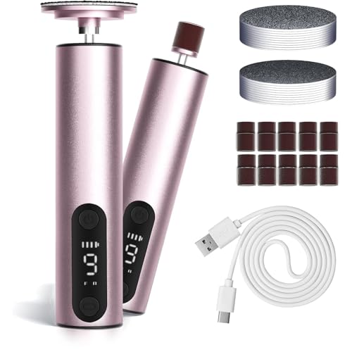 Jianyana Lima elétrica pés duros 2 em 1,9 velocidades ajustáveis com ecrã digital pedicure profissional para pés limão elétrico com 2 cabeças de polimento substituíveis