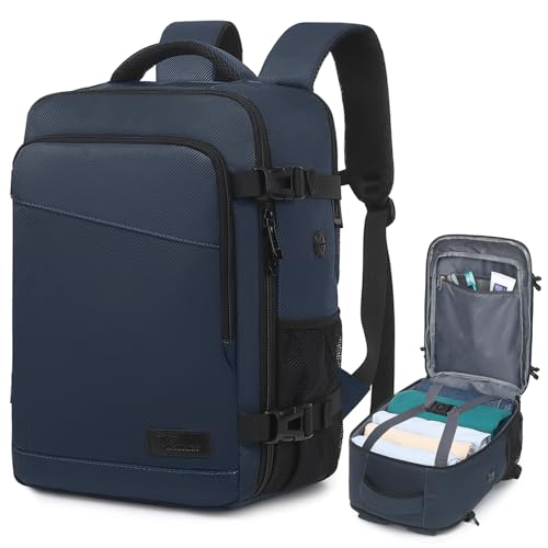 Yankony Mochila viagem cabine avião 40 x 20 x 25 para Ryanair Travel Backpack 20 L com compartimento para portátil de 14 polegadas impermeável e antirroubo bagagem de mão homem mulher, Azul escuro