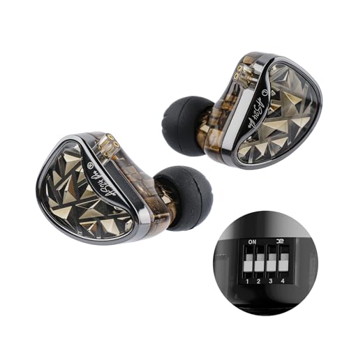 Linsoul KZ AS24 Pro 12BA Controladores IEM, sintonizável HiFi IEM, auriculares com cabo removível de 0,78 mm embutido, 2 pinos, cabo prateado para o músico audiófilo (sintonizável, sem microfone)