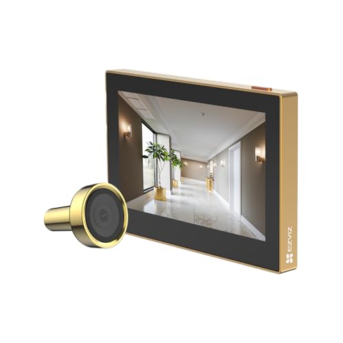 EZVIZ Máscara digital de porta com ecrã a cores de 4,3 polegadas câmara vídeo sem fios 1080P, visualização ao vivo grande ângulo de 146°, bateria recarregável 2200 mAh, WiFi 2,4 GHz, sem deteção de