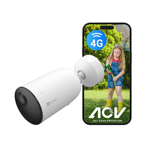 EZVIZ 4G Câmara de vigilância exterior sem WiFi com bateria recarregável 5200 mAh, modo 2 K AOV, deteção de pessoa/veículo, visão noturna colorida, áudio bidirecional, defesa ativa, CB3 (Sem SIM)