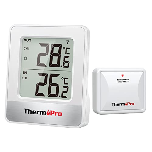 ThermoPro TP200C Termómetro digital de casa, mini LCD estação meteorológica, termómetro interior e exterior com sensor de temperatura de até 150 m