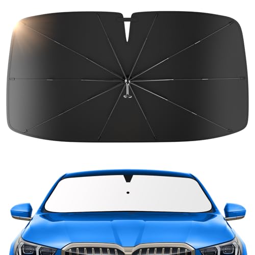 Protetor solar para para-brisas de automóvel, atualização de 2025, 360° giratório, dobrável, UPF 50+ proteção UV e isolamento térmico, fácil de armazenar, compatível com a maioria dos carros e SUVs