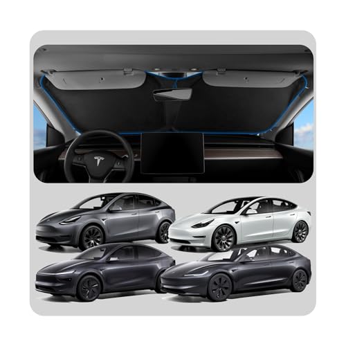 Spigen Tesla Y (~ 2025 Juniper) e Model 3 (Highland 2024~) CryoShade para-brisas dianteiro, proteção de camada dupla contra raios UV e calor, projetado para acessórios Tesla