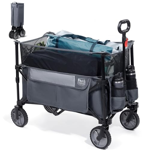 TIMBER RIDGE XXXL Carrinho dobrável de maior capacidade 225 L carrinho de praia profundo para jardim piquenique festival ao ar livre compras carrinho com bolsa de cobertura alça ajustável