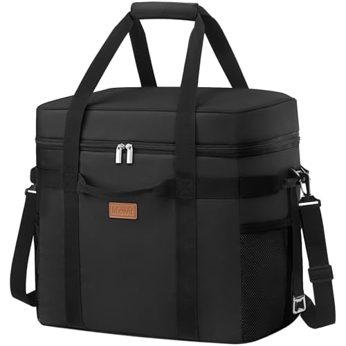 Lifewit Geladeira portátil 40 l, bolsa térmica grande, Cooler Bag dobrável com várias alças, bolsa de frigorífico para homem e mulher, suporte de alimentos para piquenique, campismo, churrasco, preto