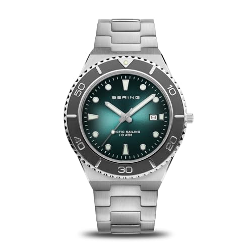 BERING 18940 Reloj de Cuarzo para Hombre con Caja de Acero Inoxidable de 43 mm y Esfera, Brazalete y Detalles en Acero Inoxidable, Resistencia al Agua de 10 ATM
