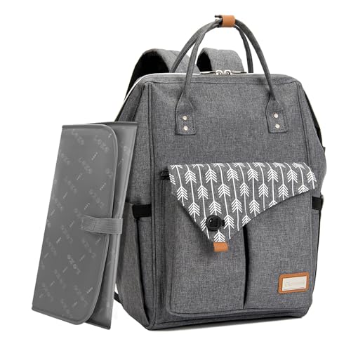 Lekebaby Bolsa carrinho bebé mochila maternidade bolsa mãe viajar impermeável mochilas para fraldas grande capacidade com portátil trocador e peças ganchos carro bebé