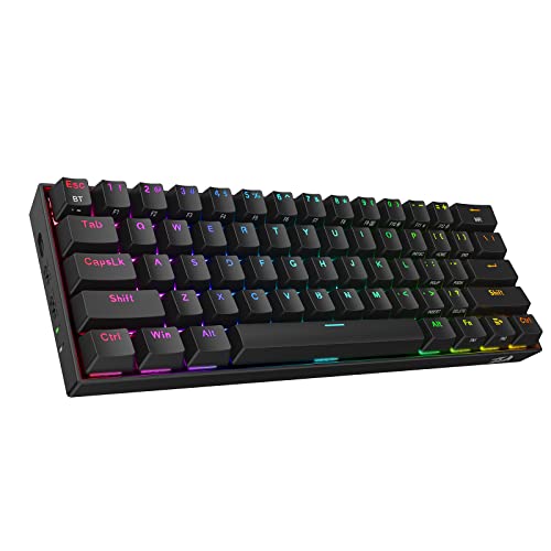 Redragon K530 Draconic 60% Clavier mécanique Sans Fil RVB Compact, 61 Touches TKL conçu 5.0 BT Gaming Keyboard (Noir-interruptor Bleu)