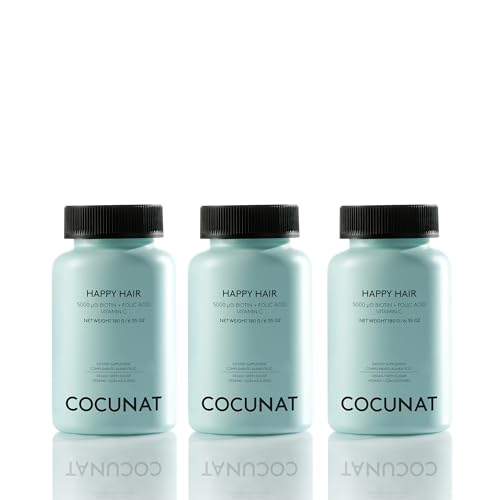 COCUNAT - Happy Hair Pack de 3 meses - vitaminas para favorecer o crescimento do cabelo - fortalece, estimula o crescimento e evita a queda - cabelo forte e denso - biotina 5.000 mcg - 180 unidades