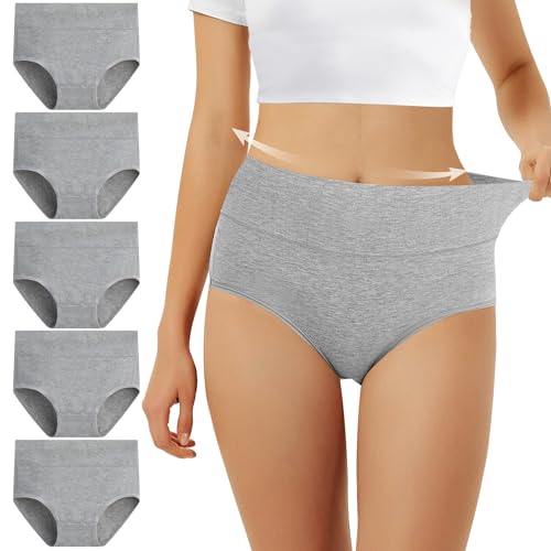 FALARY Cuecas de mulher, cintura subida, algodão, 5 unidades