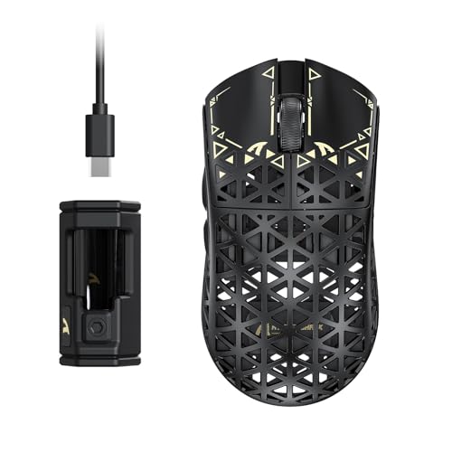 ATTACK SHARK R5 Ultra rato sem fios para jogos de alta velocidade fibra de carbono, ultraleve 39 g, cabo 2,4 G/BT/USB-C, sensor PAW3950MAX, taxa de teste sem fios de 8 KHz, 42 KDPI, PC/Mac - preto