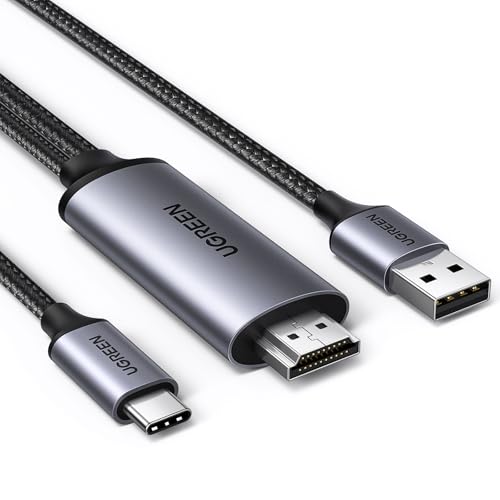 UGREEN Conversor de vídeo USB C para HDMI 2.0 4K@60Hz UHD cabo de alimentação USB A (1 M) adaptador compatível com Win, macOS, Linux; PS5/4, XBox Series; PC de mesa, portátil, DVD, câmara (2 m)