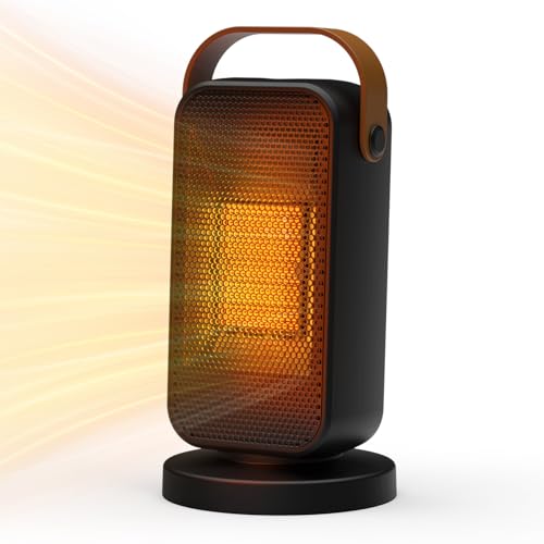 Fashioz Aquecedor elétrico portátil, mini aquecedor silencioso de 1200 W, 3 modos radiador elétrico, proteção contra sobreaquecimento, para casa de banho, quartos, salas e escritórios (preto)