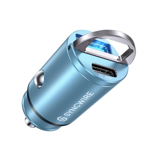 SYNCWIRE Carregador de carro USB C - [PD 45W & QC 45W] carregamento rápido mini metal carregador de carro tipo C compatível iPhone 15 Pro Max/14/13/12/XS Samsung Galaxy S23/S22Google Pixel 7/6 Pro, A,