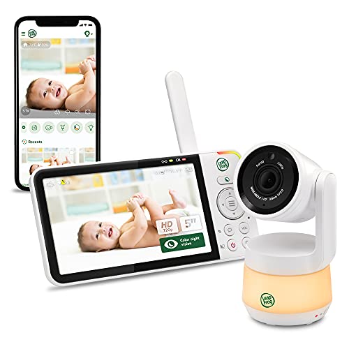 LeapFrog LF925HD Monitores para bebés, 1080p WiFi monitores inteligentes para bebés, tradução e inclinação, zoom 8X, exibição LCD de 5" 720p, visão noturna, walkie-Talkie bidirecional