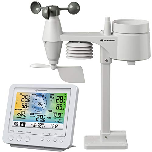 BRESSER Estação meteorológica sem fios sensor exterior WLAN centro meteorológico 5 em 1, com branco