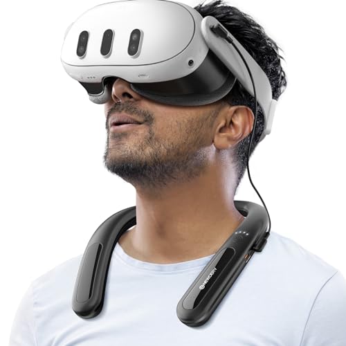 NEWDERY Pacote de bateria para Meta Quest 3S/3, bateria externa de pescoço suspenso de 10000 mAh para tempo de reprodução extra de 3-5 horas, carregador rápido PD para VR Oculus Quest 3S/3/2/1/Pro