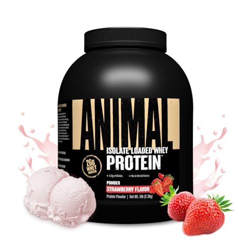 Universal Nutrition ANIMAL Whey Protein Powder Morango - Proteína em pó para batidos de proteínas e construção muscular, isolado de soro de leite em pó, 2,3 kg