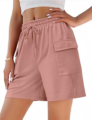 Demegimi Calções desportivos para mulher verão calções mulher com 2 bolsos ajustáveis calças Chandal ioga fitness