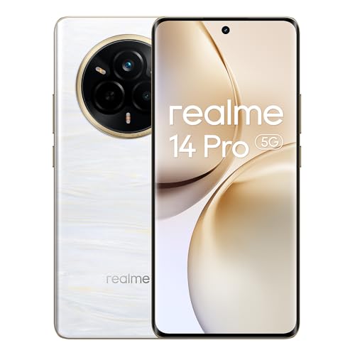 realme Smartphone 14 Pro 5G, Dimensity 7300 5G, câmara 50 MP IMX882 OIS, 120Hz 6,77" FHD+ ecrã, 8 GB + 256 GB telemóvel, bateria 5260 mAh, Dual SIM Android 15, NFC IP69, P In Carregador, branco