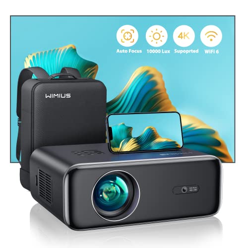 Auto foco / keystone: projetor de 4K WiFi Bluetooth 30000 lúmenes Full HD 1080P, WiMiUS Projetor 4K suporte Zoom 50% projetor portátil WiFi6, cinema em casa/exterior para telemóvel / TV Stick. /PS5
